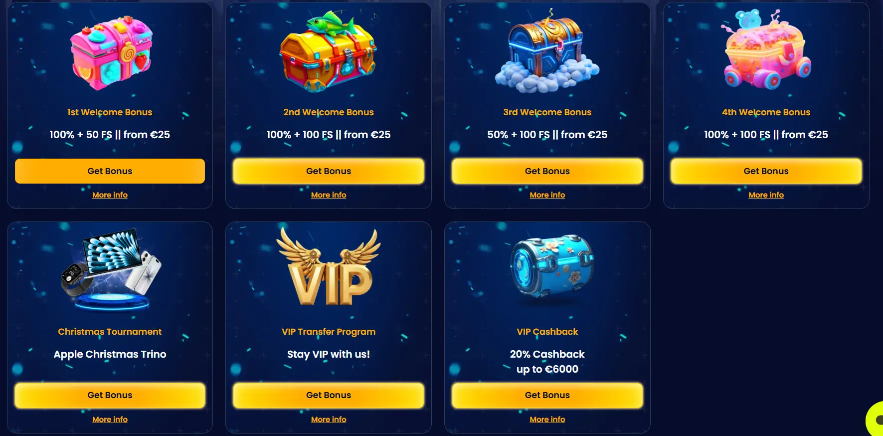 Trino Casino bonusu lapa ar sagaidīšanas piedāvājumiem un VIP balvām